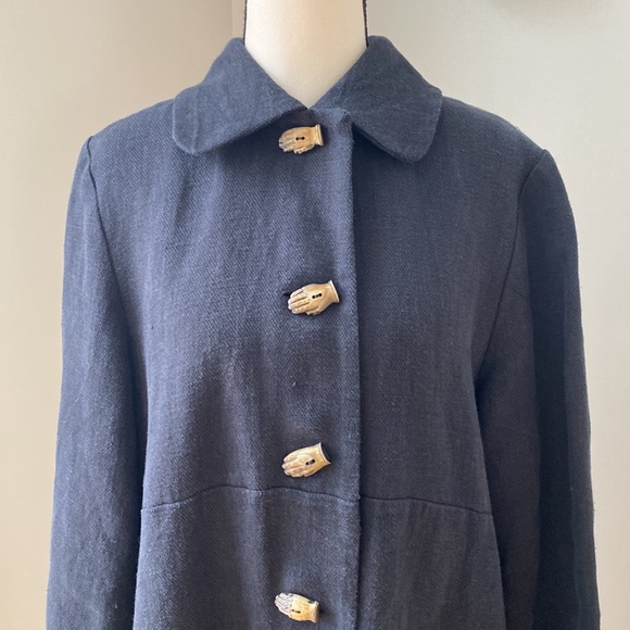 NWOT hemp linen made in USA silk carved buttons coat lightweight laggin look - Picture 3 of 14